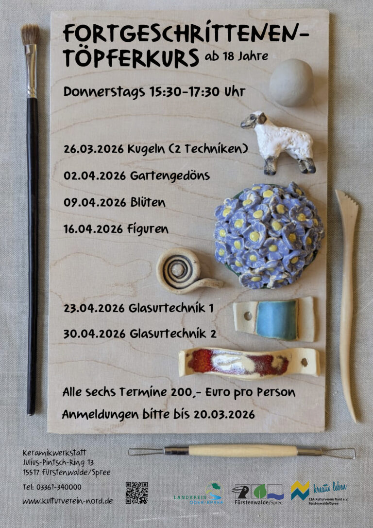 Fortgeschrittenen-Töpferkurs ab 18